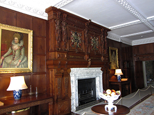 Blickling Hall fireplace and wooden panelling