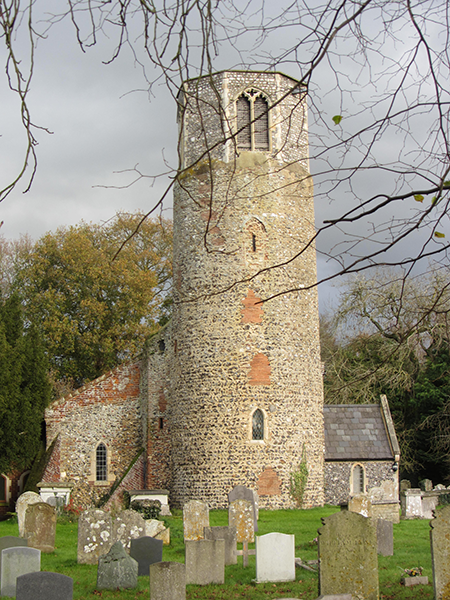 Surlingham round tower church on the Wherryman's Way Surlingham round tower church